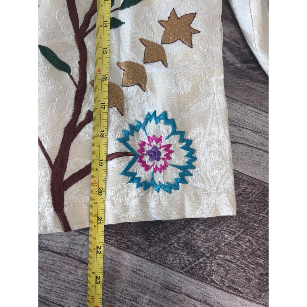 Daniel K Embroidered Jacket Womens Large Cream Floral Boho Cropped Vintage Y2K - Picture 8 of 9